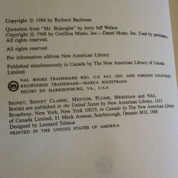 Stephen King aka Richard Bachman Thinner book club Ed, 1984 very good condition - Picture 6 of 7